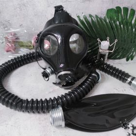 Three Piece Breathing Bag Rubber Full Face Mask (Option: A)