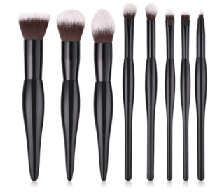 8 Makeup Brushes And Tools (Color: BLACK)
