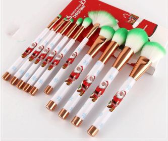 Christmas Portable Makeup Brush With Red Handle (Option: A)
